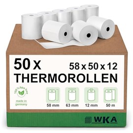 50 thermal rolls 58 mm x 50 m x 12 mm for Quorion CR-30T, receipt rolls, till rolls, thermal receipt rolls