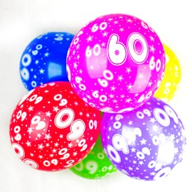 Happium 10 x Balloons 12 Inch Party Birthday Anniversary (Number 60)