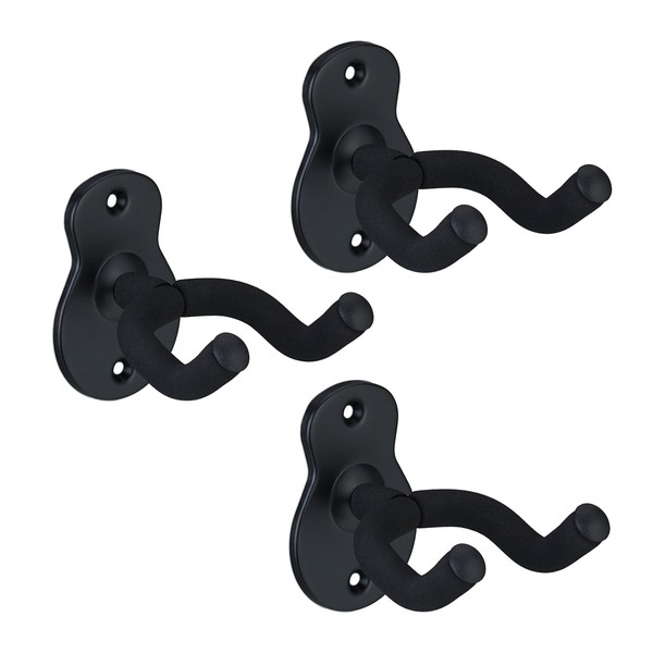 Relaxdays Wall Guitar Holder Set of 3 Rotating Fork Metal