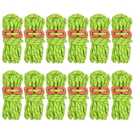 AKOLAFE 12 PCS Tent Guy Ropes, Reflective Green Tent Guide Rope Cord, 4M /13FT Tent Guy Ropes for Outdoor, Heavy Duty Camping Guy Lines, Guide Ropes for Camping, Gazebo, Awning & Tents