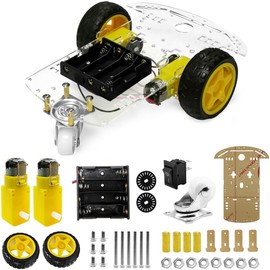 The perseids DIY Robot Smart Car Chassis Kit with Speed Encoder, 2 Wheels and and Battery Box for Arduino/Microbit/Raspberry Pi (2 Wheels)