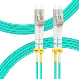 FLYPROFiber- OM4 Fiber Cable, LC to LC OM4 Fiber Patch Cable 5M/16ft Multimode LSZH 40GB/100GB Duplex 50/125um Length Options: 0.2m-100m, 2pack