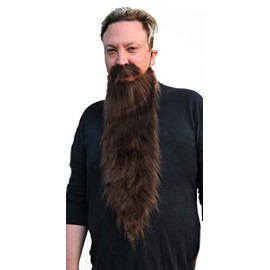 Long Faux Costume Beard and Mustache Set (Brown)