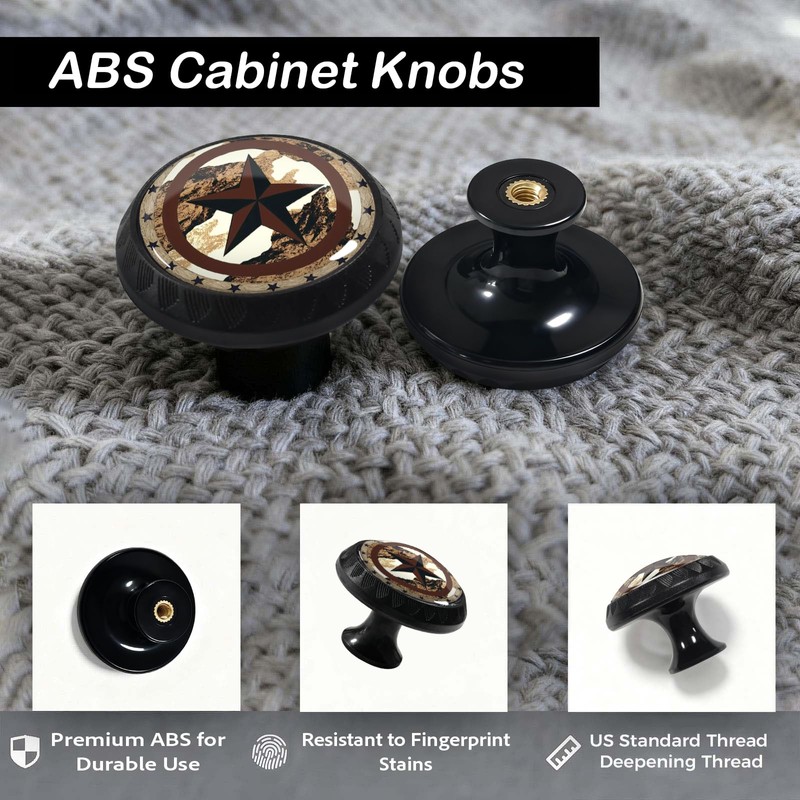 Artinhand 4 Pack Rustic Western Star Cabinet Knobs for Kitchen