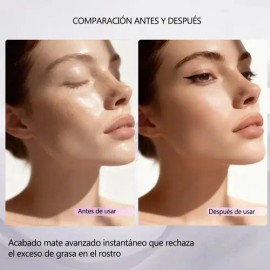2pcs Polvo Matificador Cremoso Lavanda Maquillaje Mate Textura Seda Control de Aceite Elimina Brillo Facial Larga Duracion ， prebase y polvos fijadore
