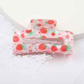 Strawberry Hair Clips Summer Fruit Hair Claw Clips Elegant Hair Barrettes Strong Hold Claw Clip for Women (Pink, One size)