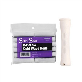 ST-356-WHSH BEAUTY SALON EZ COLD WAVE HAIR PERM RODS - 1 DOZEN WHITE SHORT