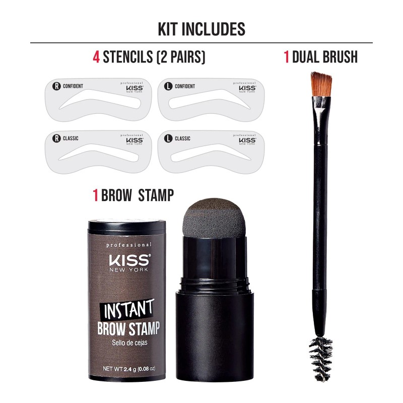 Kiss New York Instant Brow Stamp And Stencil Kit Dark