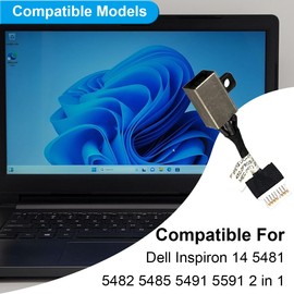 ZHUROUPU DC Power Jack Socket Charging Port Cable Replacement P93G for Dell Inspiron 14 5481 5482 5485 5491 5591 2 in 1 WJXD9 0WJXD9 P93G001 P93G002 450.0F903.0011 with Repair Tools (2Pcs)