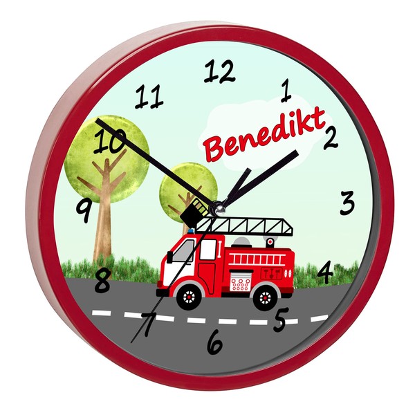 CreaDesign, WU-02-1009 Fire Brigade Wall Clock for Children's Room Personalised