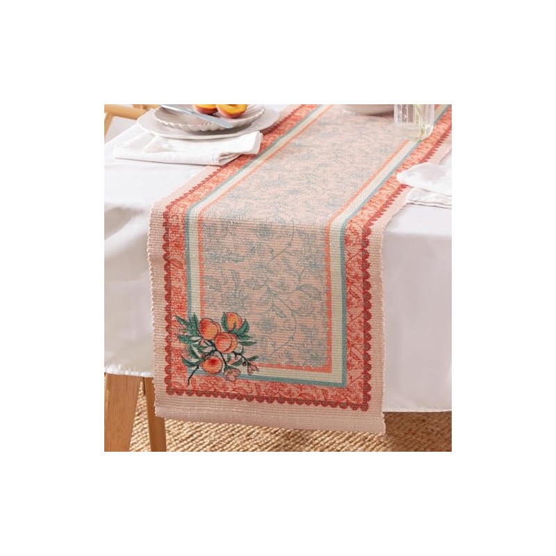 furn. Anemone Peaches Indoor/Outdoor Table Runner - Multi - 180
