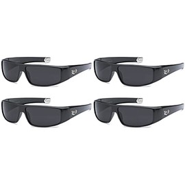 Locs 4 Pack 9035 Black Sunglasses Gangster Rapper Lowrider Cholo Mens Shades