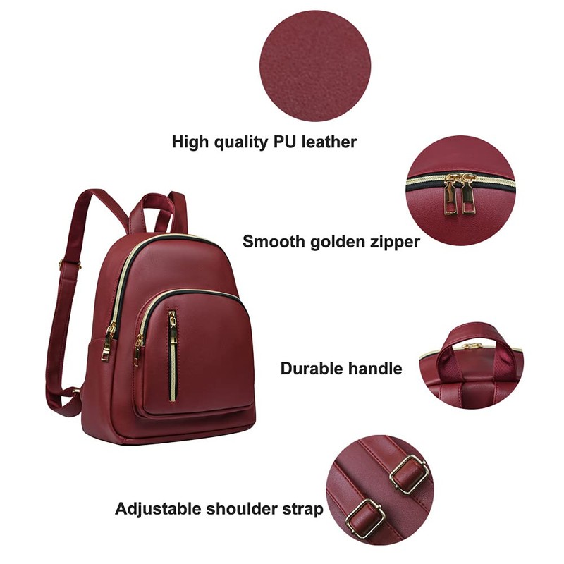 YANAIER Women Leather Backpack Purse Anti-Theft Mini Backpack Casual Waterproof