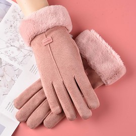 V Vincenza Windproof Sherpa Lined Winter Hand Gloves for Women - Warm and Stylist Winter Gloves For Cold Weather (Pink)