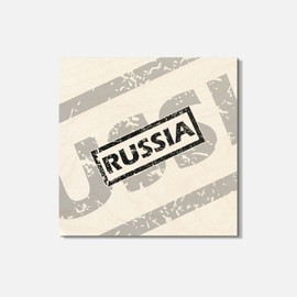 Unbranded Russia Grunge Travel 4'' X 4'' Square Wooden Coaster