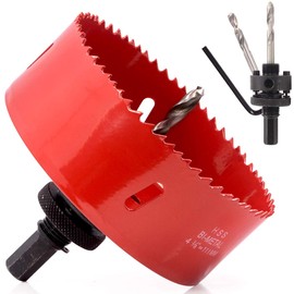 Koopi 4-3/8" Hole Saw with Heavy Duty Arbor, 38mm Depth Bi-Metal 1.5 inch Hole Cutter for Easily Drilling Wood, Plastic, Plywood, Drywall, Thin Metal (111mm)