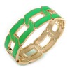 Oval Shape Neon Green Enamel Link Hinged Bangle Bracelet In