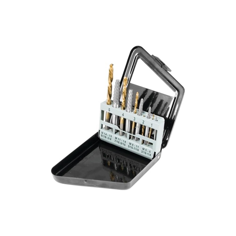 Performance Tool W8697 10-Piece Spiral Flute Screw Extractor Set