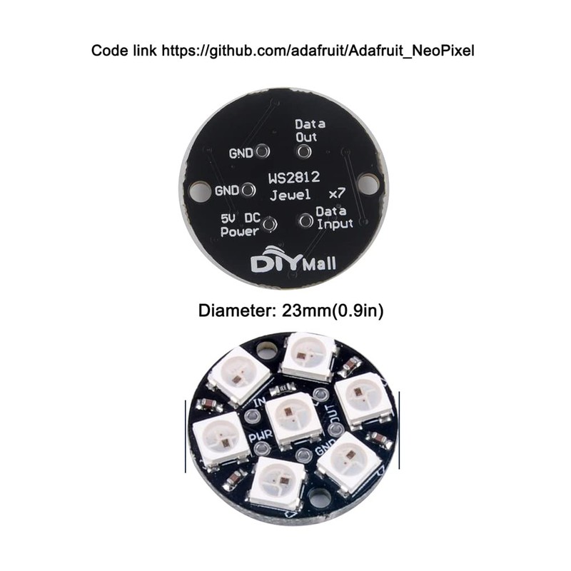 DIYmall 7 X WS2812B RGB LEDリング 7ビット WS2812 5050 ランプライト