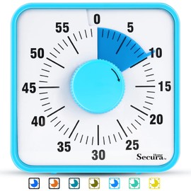 Secura Home 60-Minute Visual Timer, 7.5 Inch Oversize Countdown Timer Clock for Kids and Adults, Durable Mechanical Time Management Tool with Magnetic Backing （Sky Blue）