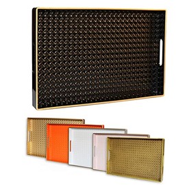 Leemxiiny 2Pcs Vintage Silver Decorative Tray, Plastic Serving Tray for Coffee Table, Home Decor, Living Room, Bathroom