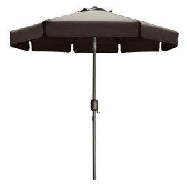 MASTERCANOPY Valance Patio Umbrella OutdoorMarket Table Umbrella with Ruffles, 8 Sturdy Ribs (7.5ft, Brown)