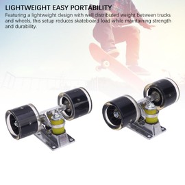 Generic Longboard Skateboard Trucks and Wheels Set, 55 X 45mm Skateboard Wheels, Aluminum Alloy Skateboards Trucks Wheel Combo Set, Skateboards Hardware Combo Starter for Cruiser (Black)