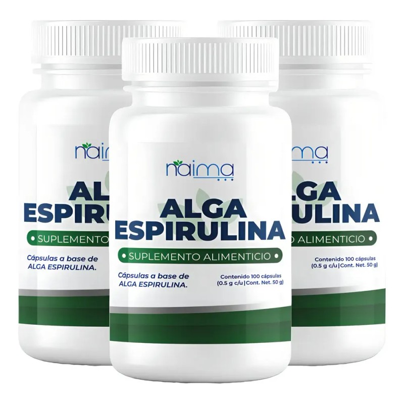 Alga Espirulina Orgánica 500 Mg Pack 3 Frascos Con 100
