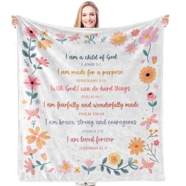HIWX Christian Gifts for Women Girls, I am a Child of God Christian Blanket, Religious Birthday Gifts for Women, Baptism Christening Religious Gifts for Girls, Faith Based Gifts, 50x60 Inches