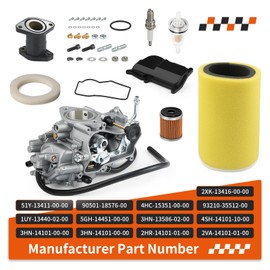 For Yamaha Big Bear Moto 4 Kodiak 350 400 YFM350 YFM400FW Carburetor Carb & Intake Manifold & Air Filter + Drain Plug Oil Strainer Spring Kit 1987-1998