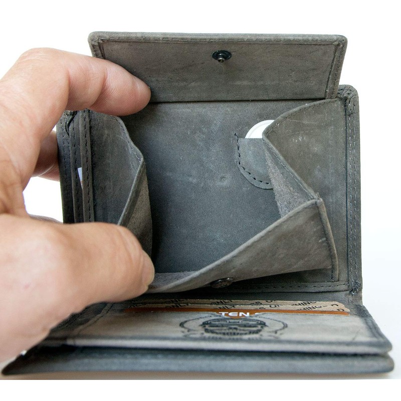 Grey Wallet Genuine Leather Ride or Die with RFID (Data