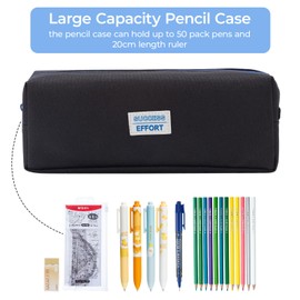 M&G Pencil Case, Large Capacity Pencil Pouch Multi-Use Pencil Case Organizer, Portable Pencil Bags Nylon with Zipper for Makeup Brush Teen Boys Girls Office School (Black)