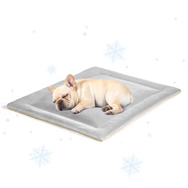 SOMAHE Cooling Mat for Dogs Washable Puppy Sleeping Mat Anti-Slip Durable Dog Crate Pad Comfortable Breathable Skin Friendly Outdoor Mattress Grey (42×28×1.2 inches)