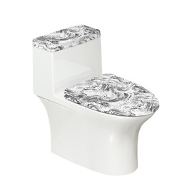 Darisoco Marble White Black Toilet Lid Seat Protector Cover & Toilet Tank Lid Pads Universal Fit Standard Oblong Elongated Toilet Home Decoration