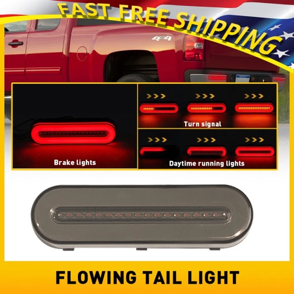 Unbranded 1x Flowing 5" Red/Amber Oval Truck LED Trailer Turn