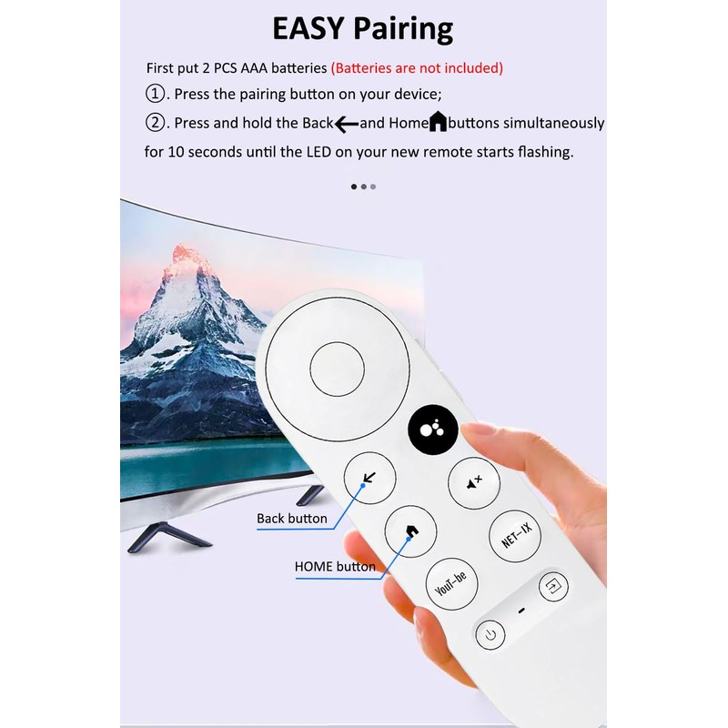 New Voice Remote Control for Google Chromecast 4K Snow HDTV,