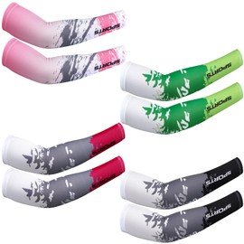 Newcotte 4 Pairs UV Sun Protection Arm Sleeves Cooling Sports Sleeve Anti Slip Ice Silk Arm Warmers Arm Covers for Men Women (Multicolor Stylish,X-Large)