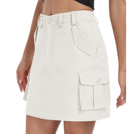 MoFiz Skirt Women's Summer Cotton Golf Skirt Tennis Skirt High Waist Skorts for Outdoor Use, White