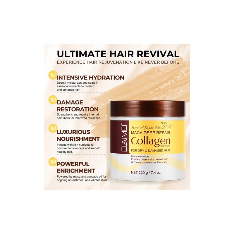 Mascarilla Colágeno Puntas Abiertas Cabello Seco Fortalece