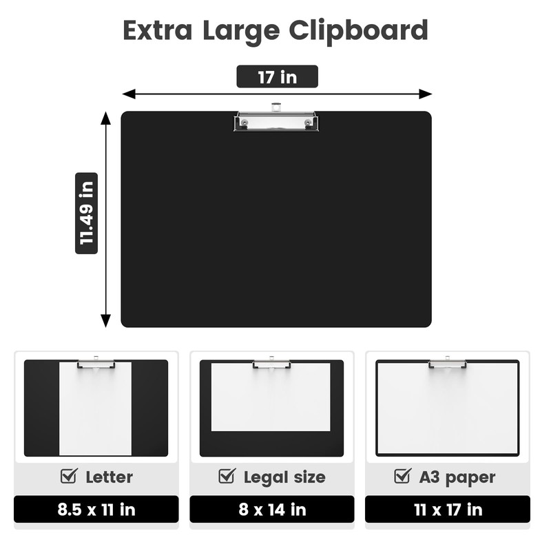 Macroclo Extra Large 11x17 Clipboards Set of 6, Plastic Drawing