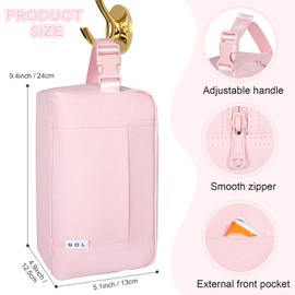 NOL Natural Organic Lifestyle Freezable Snack Bag, Leakproof Cooler Lunch Bag, Reusable, Zip Closure with Buckle Handle Nylon Waterproof Snack Box for Work Travel-Pink