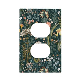 Watercolor Wildflower Floral Botanical 1 Gang Outlet Covers Duplex Receptacle Wall Plate Decorative Electrical Faceplate Switchplates for Country Bedroom Decorate