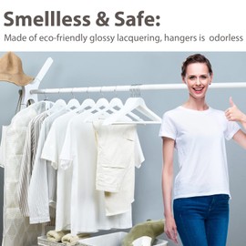 Edergoo Wooden Hangers 30 Pack, Non-Slip Wood Hangers with 360° Swivel Hook & Notches, Slim Coat Hangers for Shirt, Suit, Jacket, Dress, White