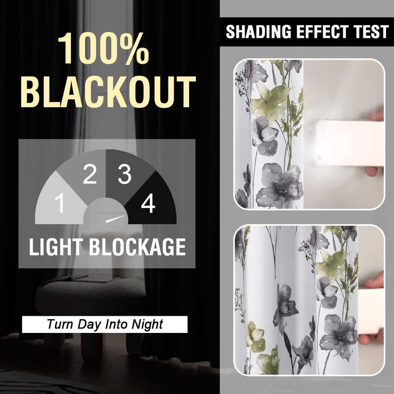 H.VERSAILTEX 100% Blackout Curtains for Bedroom Cattleya Floral Printed Drapes
