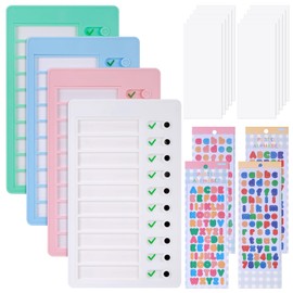 JIANTA 4 x Checklist Boards, To Do List Memo To Do Planner 20 x 12 cm Board for Children without Logo or Fonts with 10 Blank Paper, 2 Letter Stickers for Learning Planning Schedule