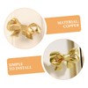 FELTECHELECTR 2pcs Brass Bow Handle Matte Cabinet Knob Covers Hinges