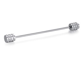 HONEY BEAR Mens Shirt Collar Bar Pin Clips Clasp Set Business Gift 65mm (Cylinder head Silver)