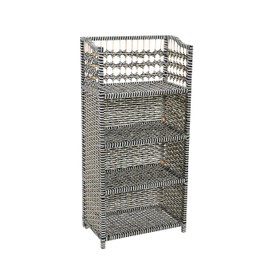 Household Essentials Woven Accent Shelf Black and White Paper Rattan