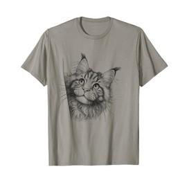 Cute Maine Coon Cat Peeking Design T-Shirt