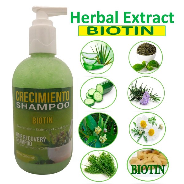 CRECIMIENTO Shampoo 7 HERBAL & Biotin For Hair Loss 1 bottle size 9oz
